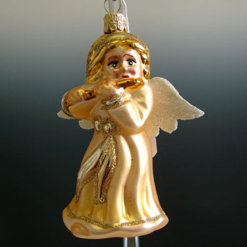 Slezská tvorba Skleněná figurka | anděl s flétnou | zlatý Balení obsahuje: 6 kusů ST36245344000041/0 - Veselá Žena.cz
