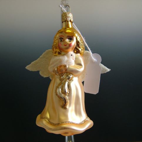 Slezská tvorba Skleněná figurka | anděl s holoubkem | zlatý Balení obsahuje: 6 kusů ST36245345000041 - Veselá Žena.cz