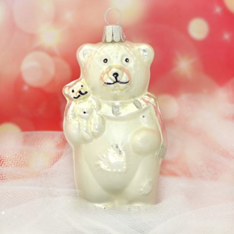 Slezská tvorba Skleněná figurka | medvěd s malým medvídkem | bílý mat Balení obsahuje: 6 kusů ST3524 - Veselá Žena.cz