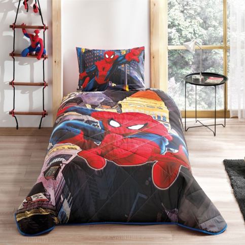 Set přehozu přes postel a povlaku na polštář Spiderman In City, 160 x 220 cm - Bonami.cz