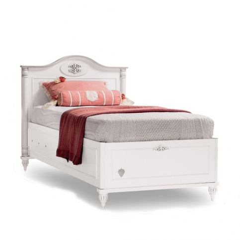 Bílá jednolůžková postel s úložným prostorem Romantica Bed With Base, 90 x 190 cm - Bonami.cz