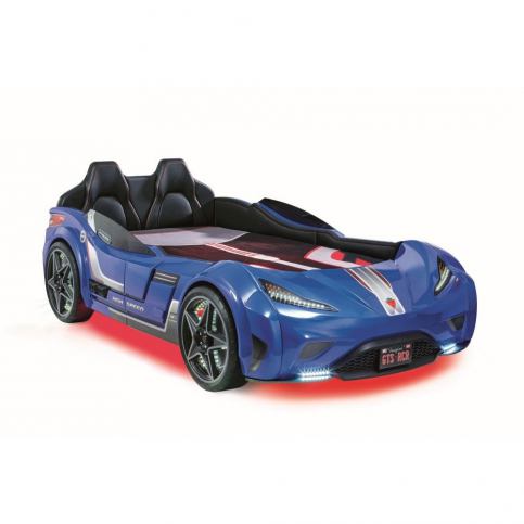 Modrá dětská postel ve tvaru auta s červeným osvětlením Fast GTS Carbed Blue - Bonami.cz