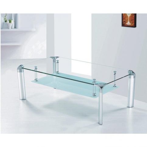 Konferenční stolek RICKY sklo / stříbrný Tempo Kondela - DEKORHOME.CZ