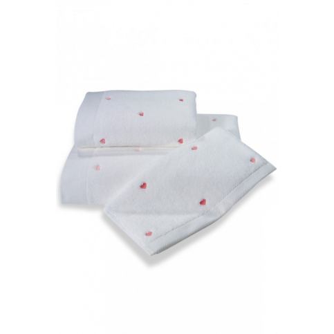 Soft Cotton Dárkové balení ručníků a osušek MICRO LOVE Bílá / růžové srdíčka - VIP interiér