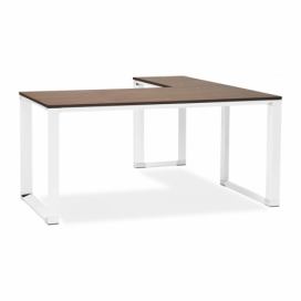 Ořechový/bílý rohový kancelářský stůl Kokoon Bros 170 cm