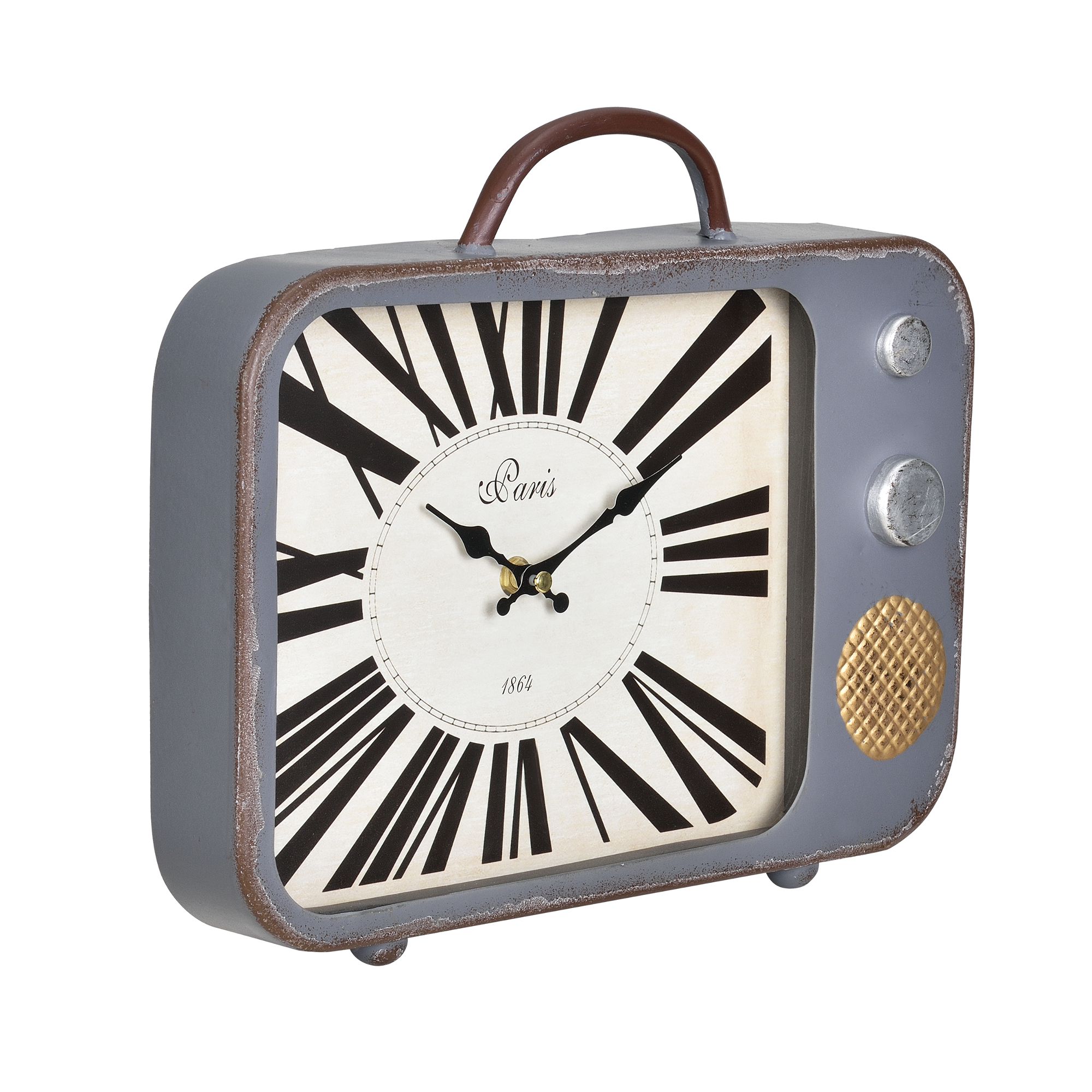[en.casa]® Nástěnné hodiny stará televize - analogové - 33 x 5 x 27 cm - barevné – sklo - H.T. Trade Service GmbH & Co. KG