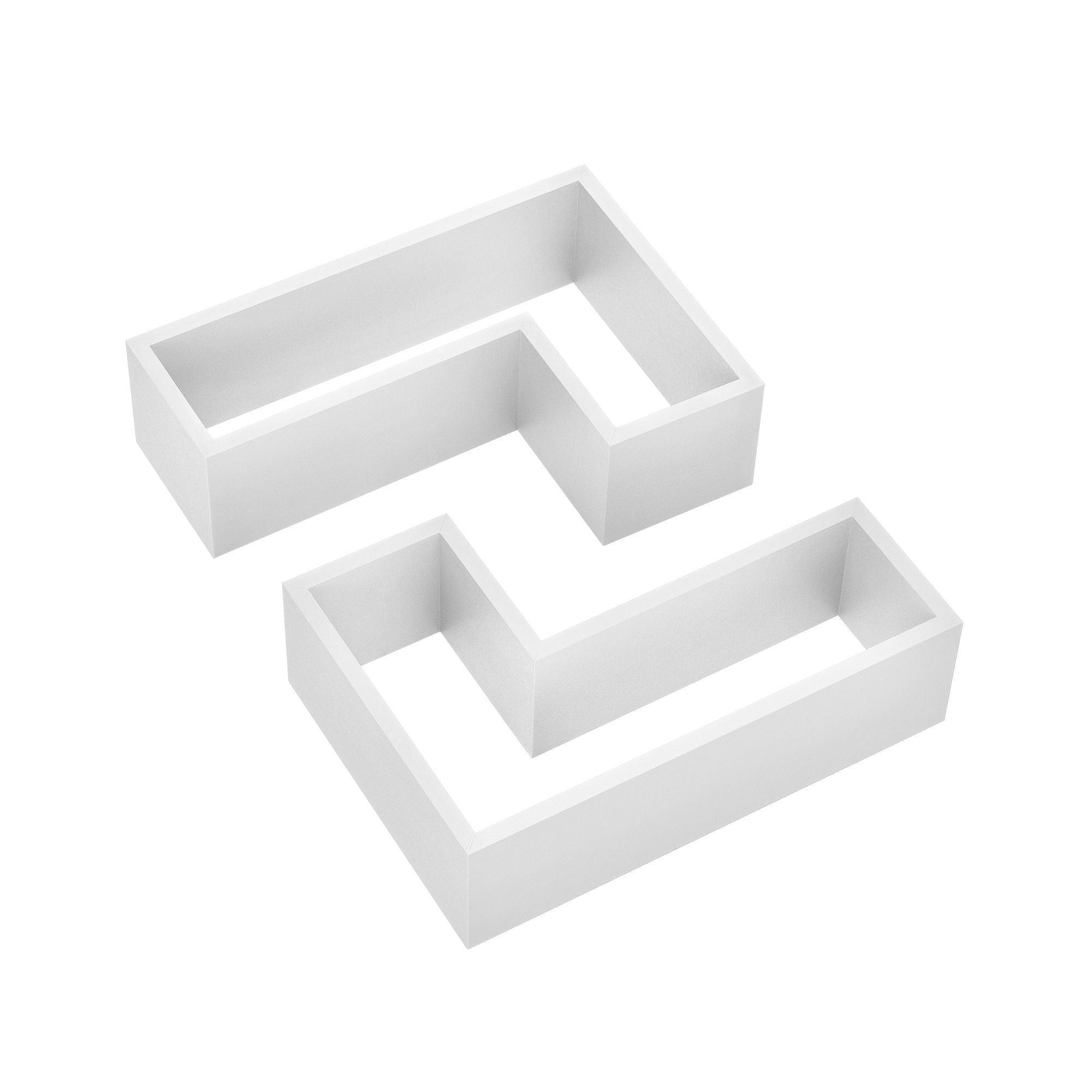 [en.casa]® Dvoudílná sada designových polic na zeď - bílá - model 17 - H.T. Trade Service GmbH & Co. KG