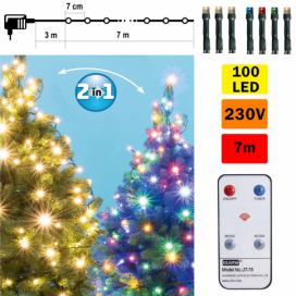  LED Vánoční venkovní řetěz 100xLED 10m IP44 teplá bílá/multicolor + DO 