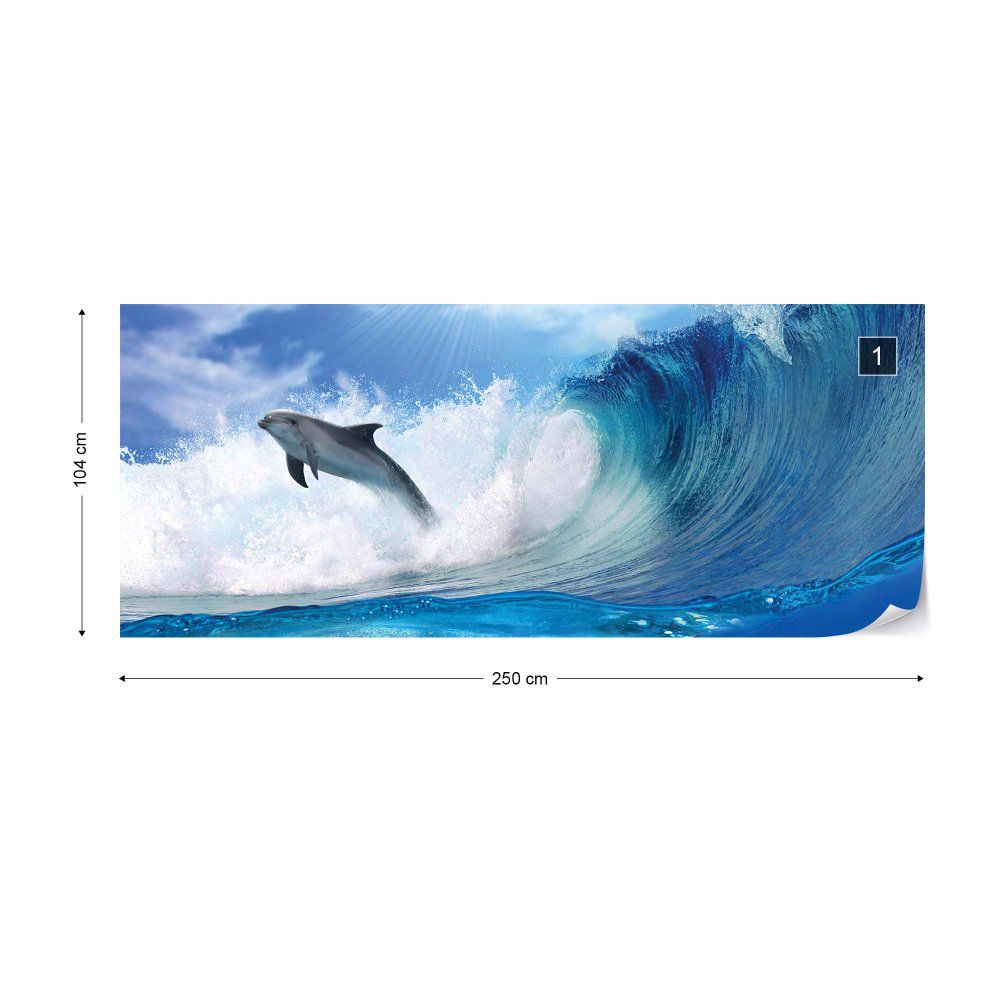 Fototapeta GLIX - Dolphins Sea Wave Nature + lepidlo ZDARMA Vliesová tapeta  - 250x104 cm - GLIX DECO s.r.o.