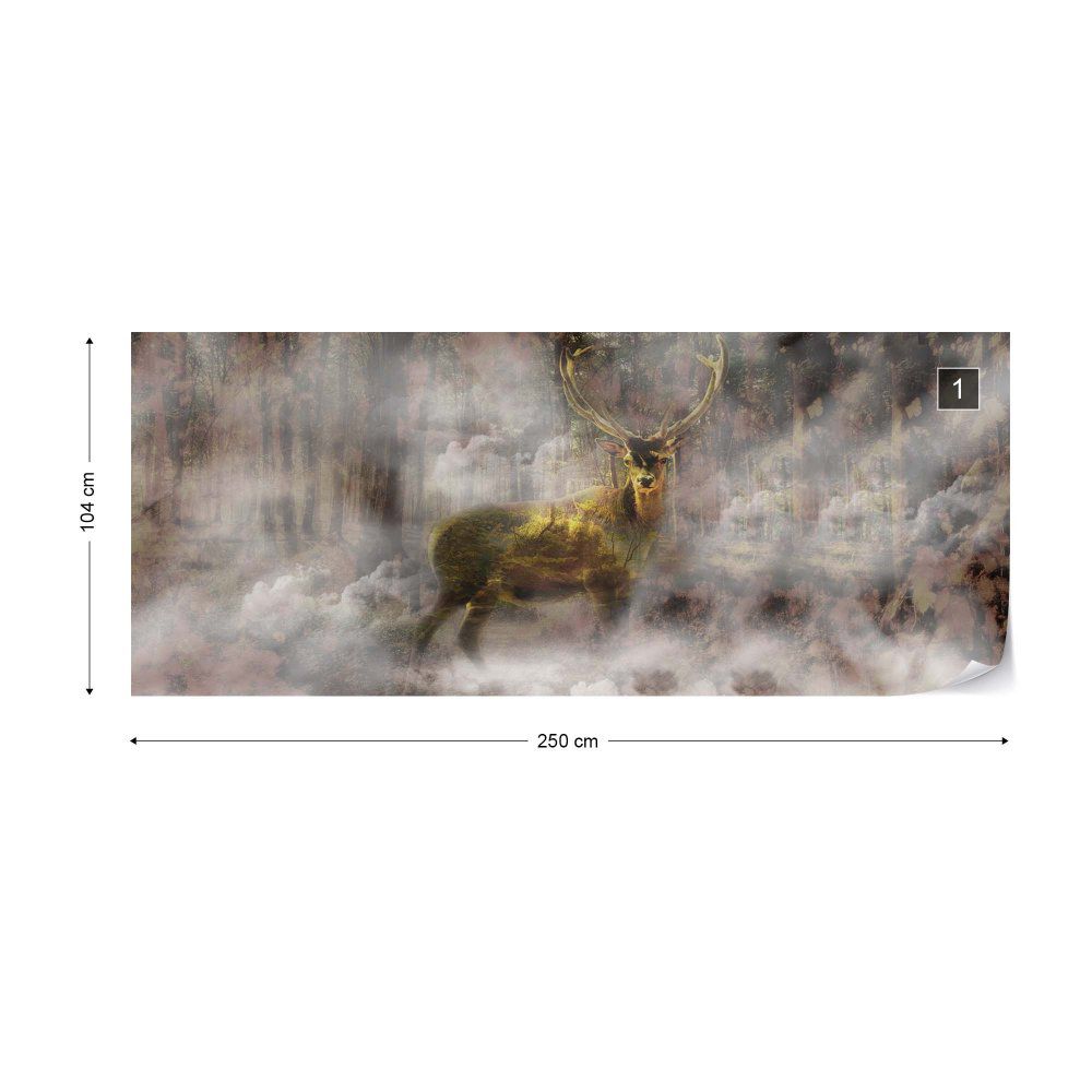 Fototapeta GLIX - Forest Stag In The Mist + lepidlo ZDARMA Vliesová tapeta  - 250x104 cm - GLIX DECO s.r.o.