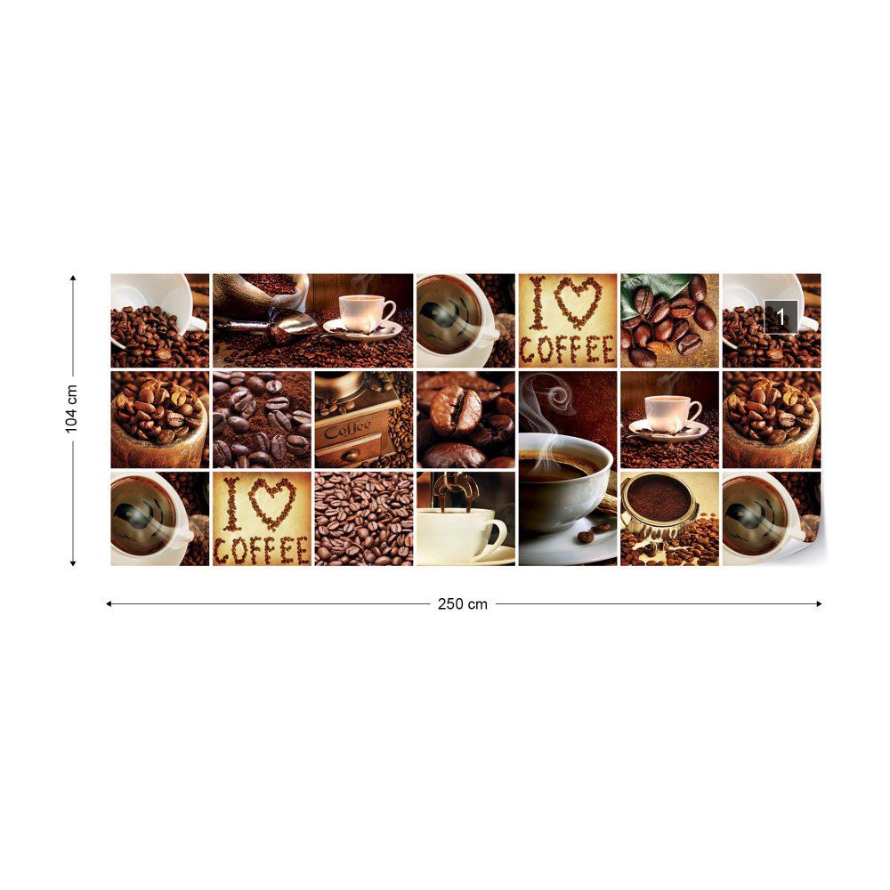 Fototapeta GLIX - I Love Coffee Squares + lepidlo ZDARMA Vliesová tapeta  - 250x104 cm - GLIX DECO s.r.o.