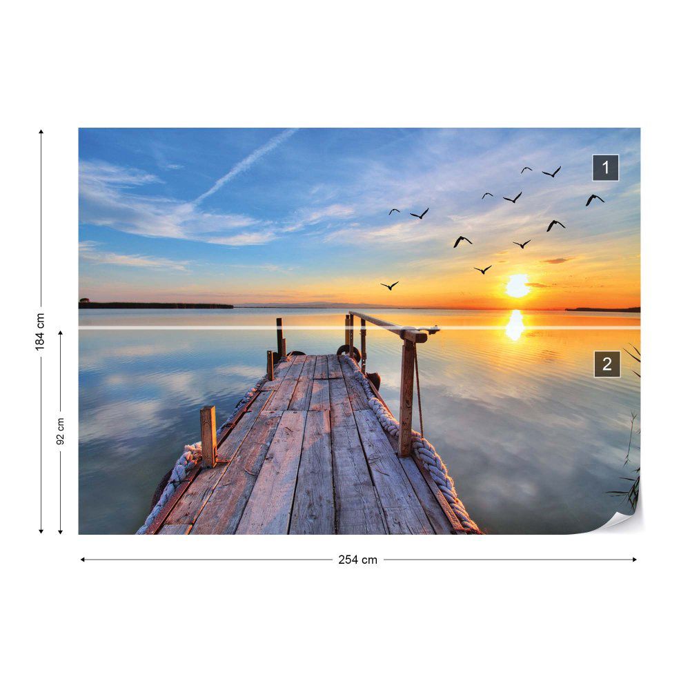 Fototapeta GLIX - Lake Sunset Pier + lepidlo ZDARMA Vliesová tapeta  - 254x184 cm - GLIX DECO s.r.o.