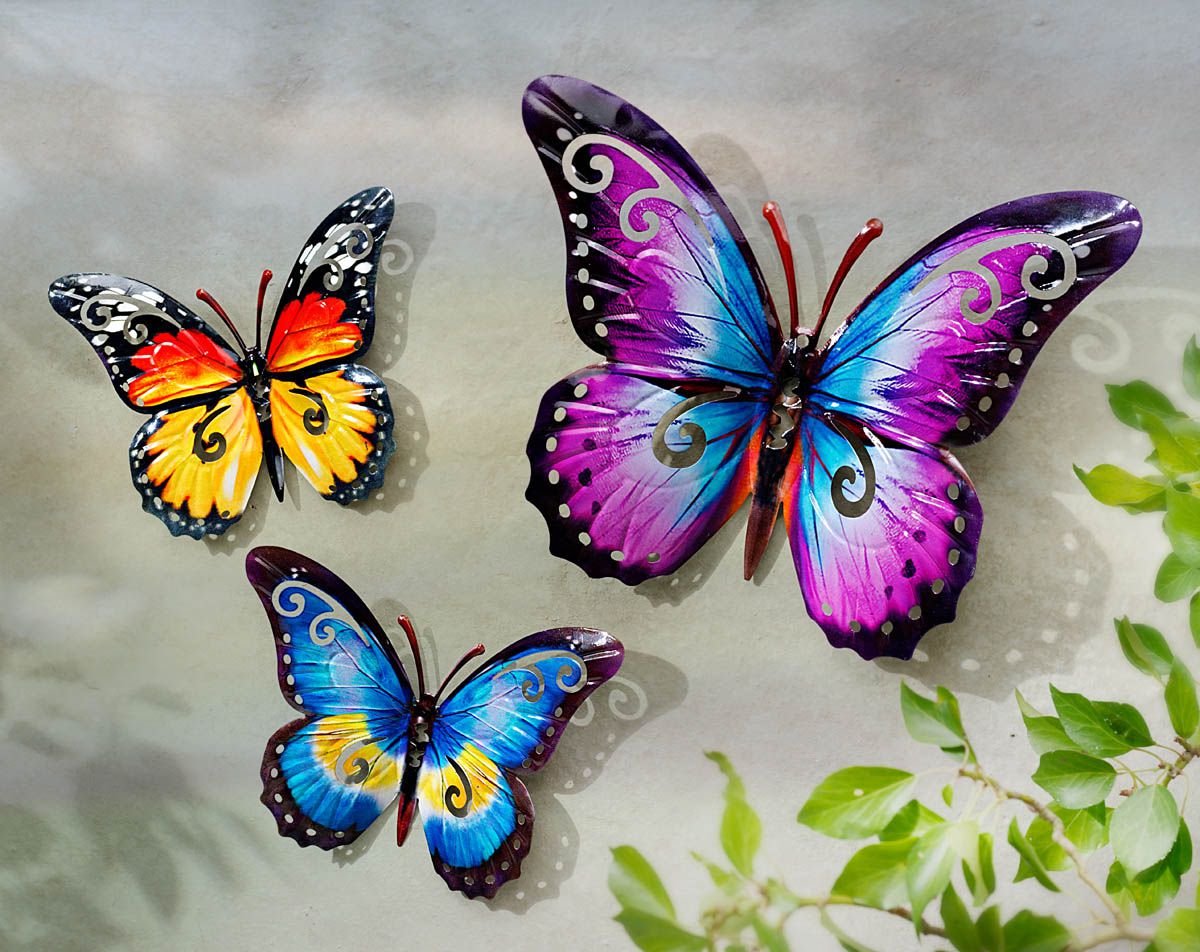 Weltbild Nástěnná dekorace Motýli, sada 3 ks - Velký Košík