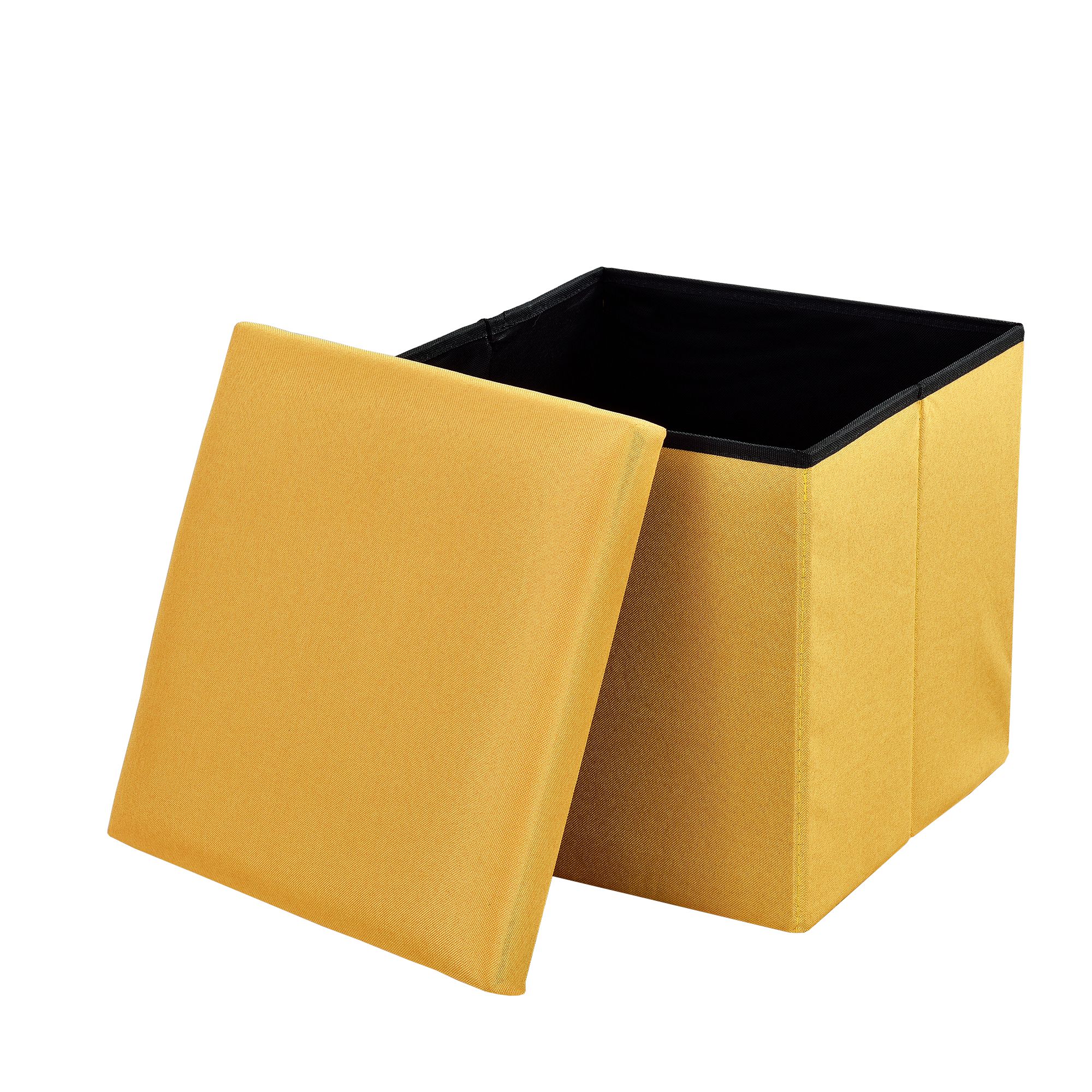 [en.casa]® Skládací taburet - textil - horčicově žlutý - 30 x 30 x 30 cm - H.T. Trade Service GmbH & Co. KG