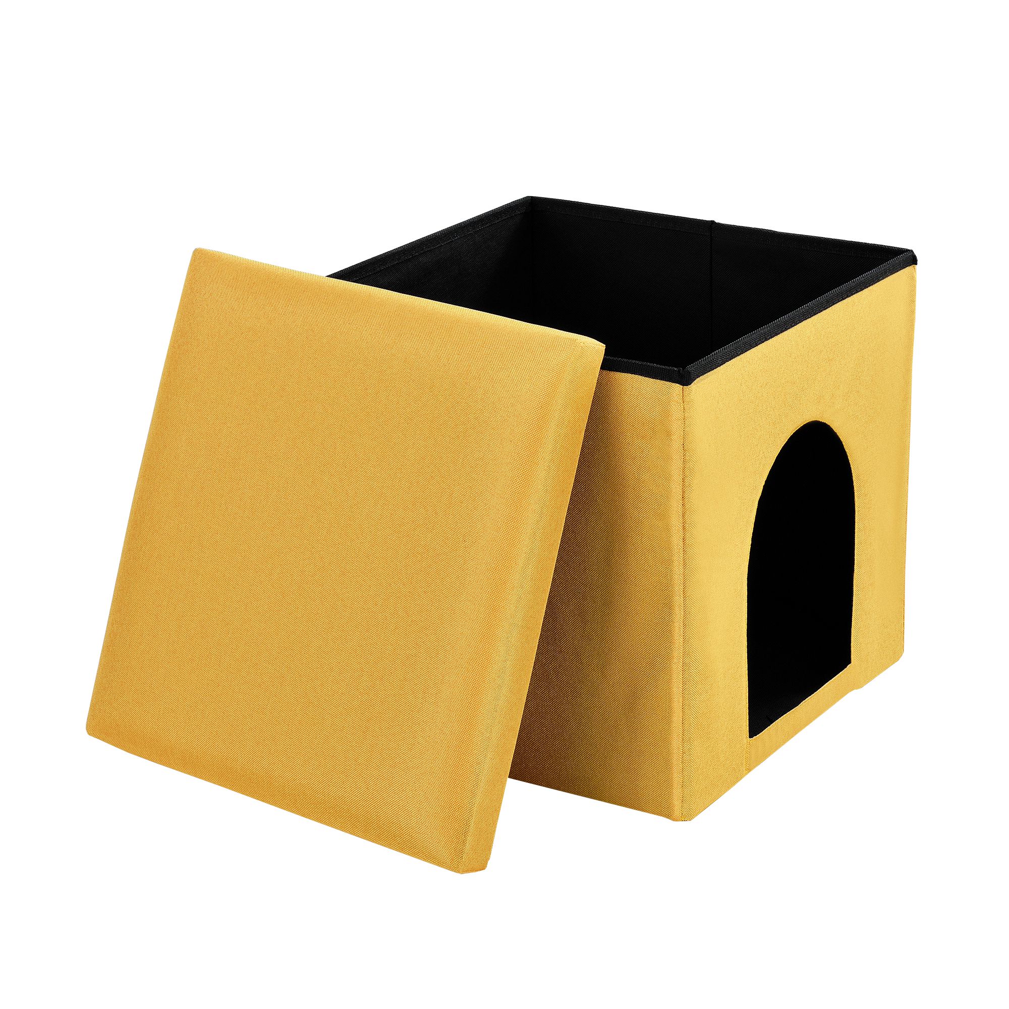 [en.casa]® Skládací taburet - s úložným prostorem / pelíškem - hořčicově žlutý - H.T. Trade Service GmbH & Co. KG