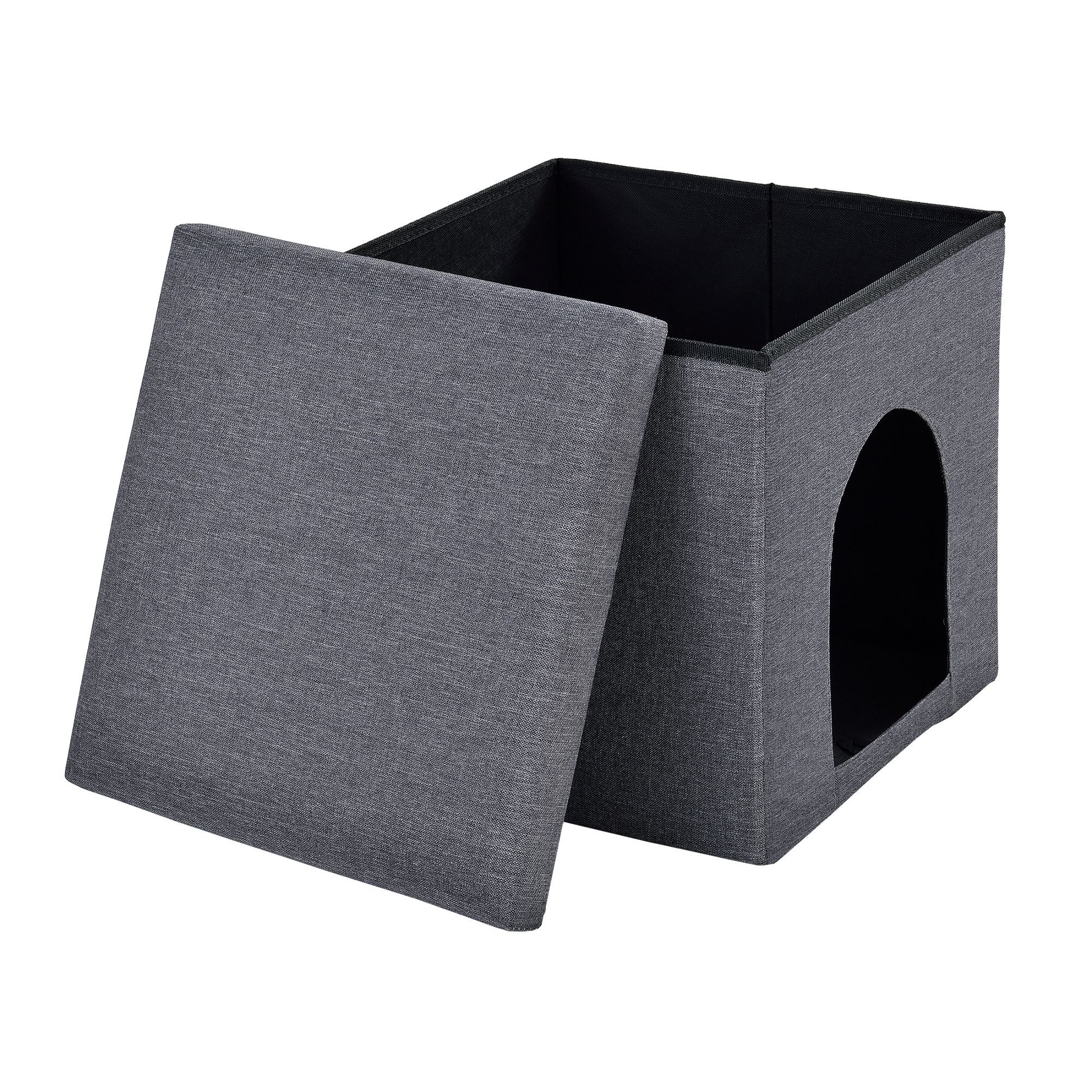 [en.casa]® Skládací taburet - s úložným prostorem / pelíškem - tmavě šedý - H.T. Trade Service GmbH & Co. KG