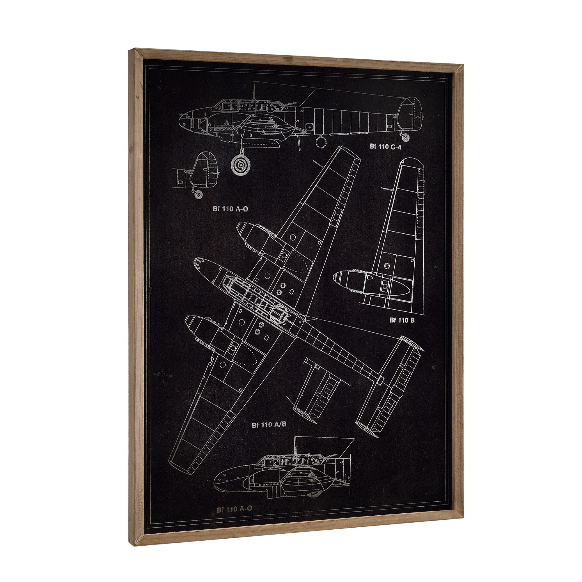 [art.work] Designový obraz na stěnu - hliníková deska - letadlo (nákres) - zarámovaný - 80x60x2,8 cm - H.T. Trade Service GmbH & Co. KG