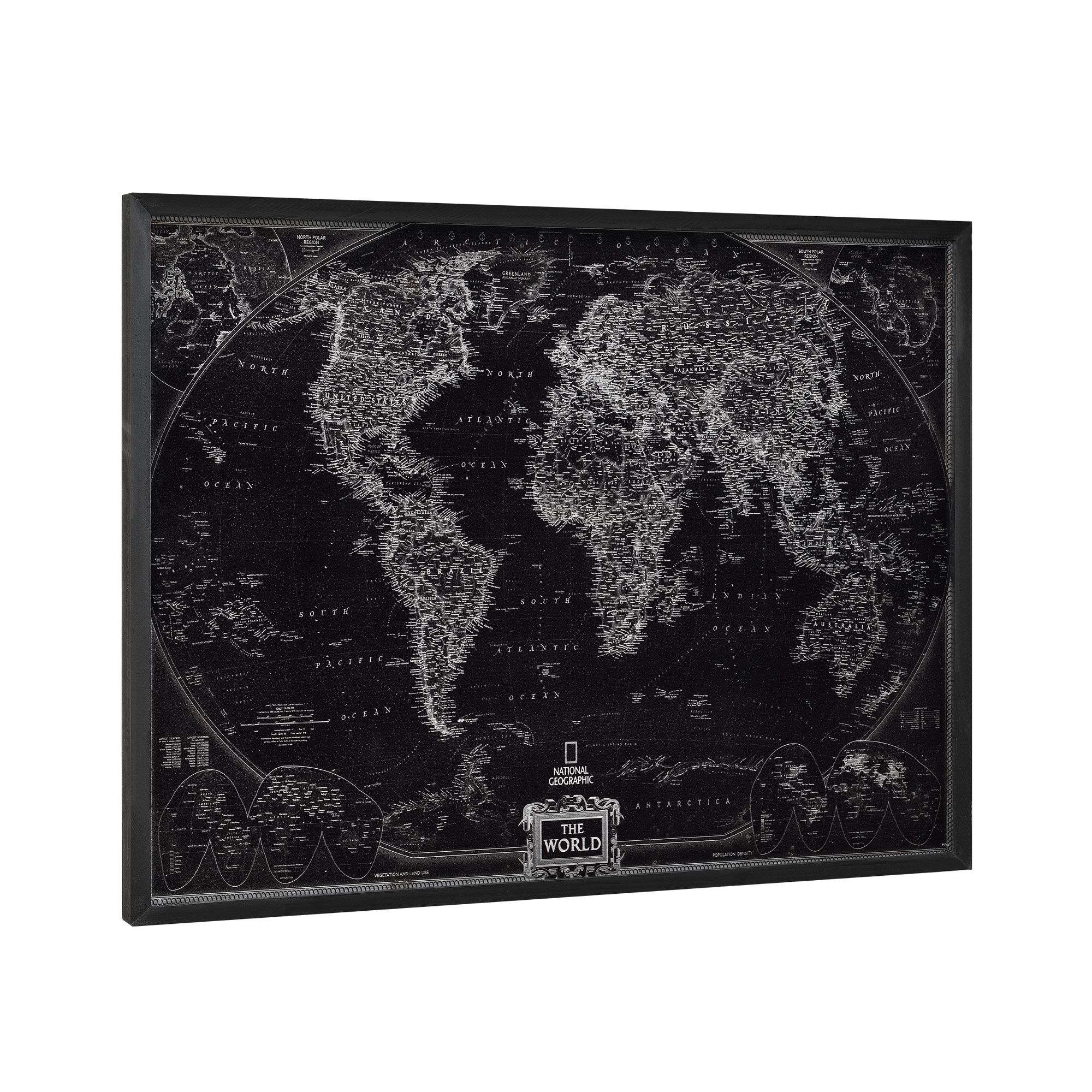 [art.work] Designový obraz na stěnu - hliníková deska - mapa světa - zarámovaný - 60x80x2,8 cm - H.T. Trade Service GmbH & Co. KG