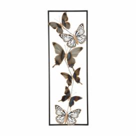 Nástěnná dekorace Mauro Ferretti Butterflies, 31x2,5x90 cm, černá/zlatá