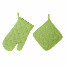 Set limetkově zelené chňapky a rukavice Unimasa