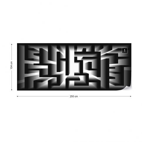 GLIX Fototapeta - 3D Geometric Black And White Maze Vliesová tapeta  - 250x104 cm - GLIX DECO s.r.o.