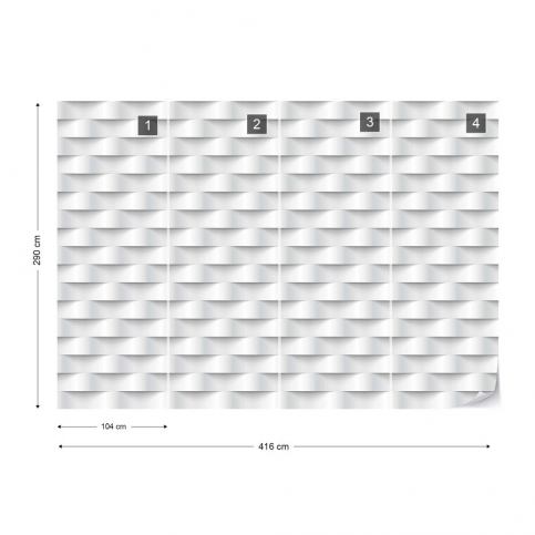 GLIX Fototapeta - 3D Grey And White Pattern Vliesová tapeta  - 416x290 cm - GLIX DECO s.r.o.