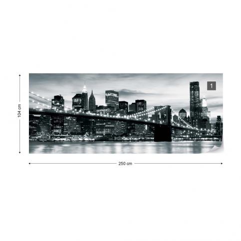 GLIX Fototapeta - City Brooklyn Bridge New York Black And White I. Vliesová tapeta  - 250x104 - GLIX DECO s.r.o.