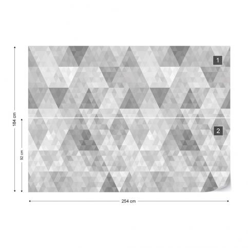 GLIX Fototapeta - Modern Geometric Triangles Pattern Grey Vliesová tapeta  - 254x184 cm - GLIX DECO s.r.o.