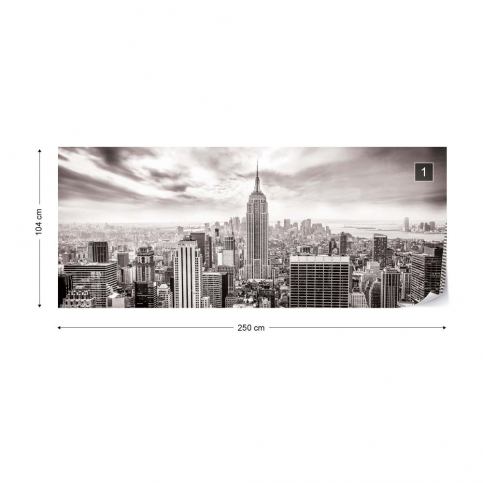 GLIX Fototapeta - New York City Skyline Black And White II. Vliesová tapeta  - 250x104 cm - GLIX DECO s.r.o.