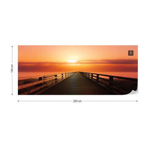 GLIX Fototapeta - Ocean Pier Sunset Vliesová tapeta  - 250x104 cm - GLIX DECO s.r.o.