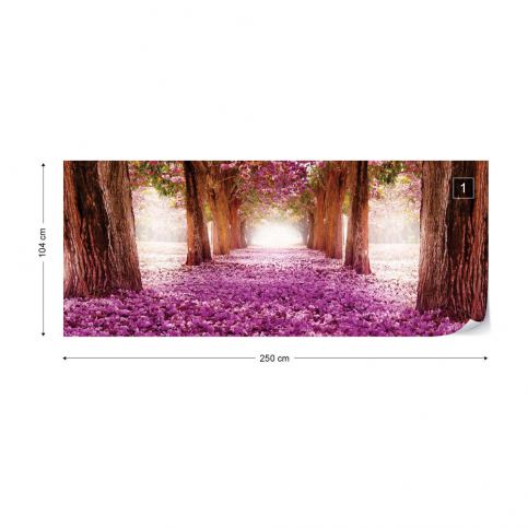 GLIX Fototapeta - Pink Trees Path Vliesová tapeta  - 250x104 cm - GLIX DECO s.r.o.