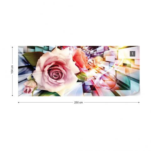GLIX Fototapeta - Roses 3D Illustion Modern Multicoloured Design Vliesová tapeta  - 250x104 - GLIX DECO s.r.o.