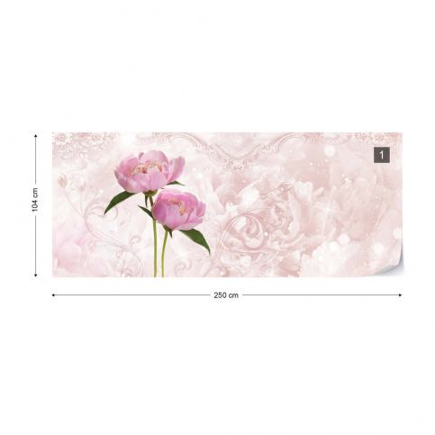 GLIX Fototapeta - Soft Flowers Pink Modern Floral Vliesová tapeta  - 250x104 cm - GLIX DECO s.r.o.