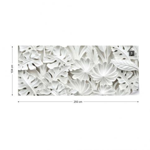 Fototapeta GLIX - Vintage 3D Carved Flowers White + lepidlo ZDARMA Vliesová tapeta  - 250x104 - GLIX DECO s.r.o.