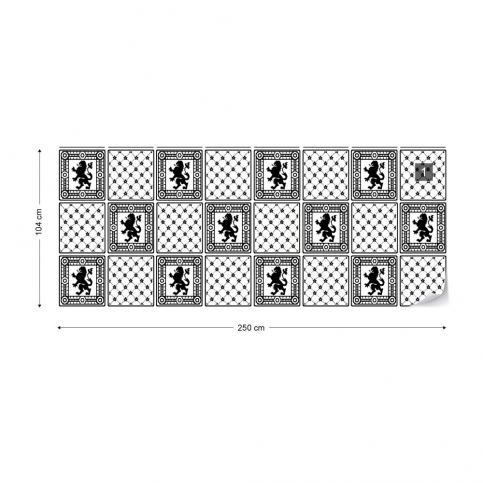 GLIX Fototapeta - Vintage Tiles Pattern Black And White Vliesová tapeta  - 250x104 cm - GLIX DECO s.r.o.