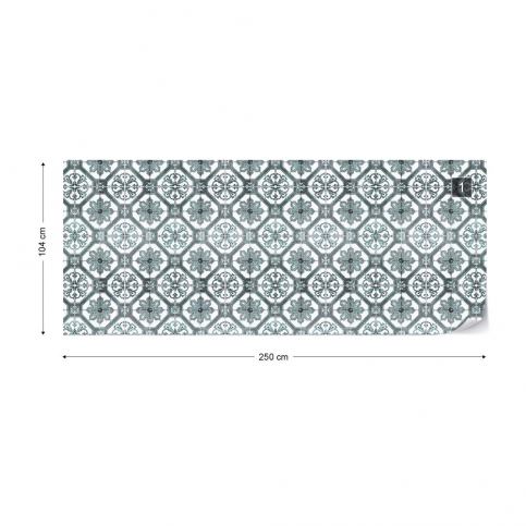 GLIX Fototapeta - Vintage Tiles Pattern Blue I. Vliesová tapeta  - 250x104 cm - GLIX DECO s.r.o.