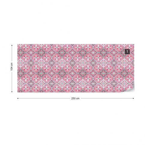 GLIX Fototapeta - Vintage Tiles Pattern Pink I. Vliesová tapeta  - 250x104 cm - GLIX DECO s.r.o.