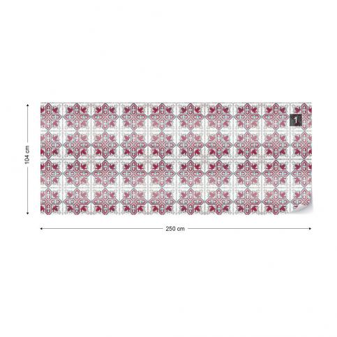 GLIX Fototapeta - Vintage Tiles Pattern Pink II. Vliesová tapeta  - 250x104 cm - GLIX DECO s.r.o.