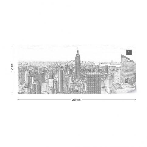 GLIX Fototapeta - White And Grey Modern New York Skyline Vliesová tapeta  - 250x104 cm - GLIX DECO s.r.o.