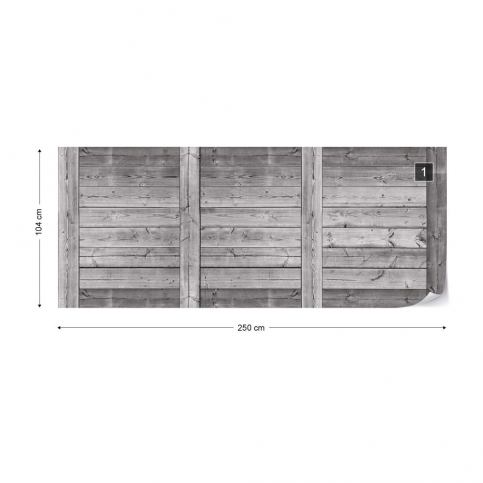 GLIX Fototapeta - Wood Plank Texture Black And White Vliesová tapeta  - 250x104 cm - GLIX DECO s.r.o.