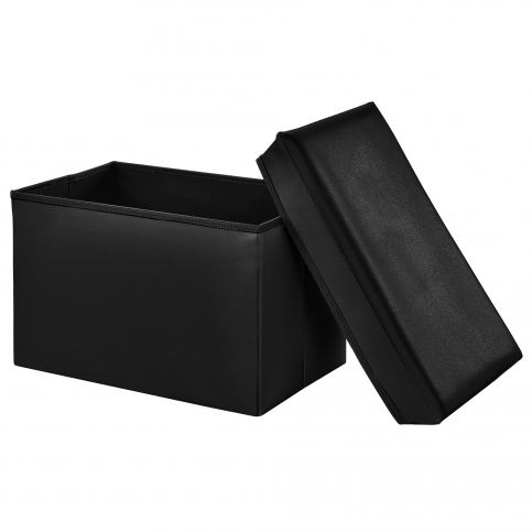 [en.casa]® Skládací taburet - koženka - černý - 48 x 32 x 32 cm - H.T. Trade Service GmbH & Co. KG