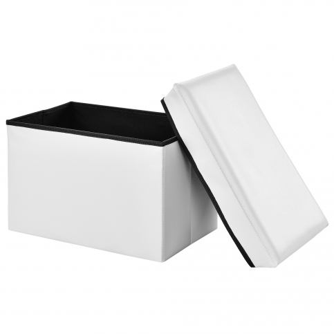[en.casa]® Skládací taburet - koženka - bílý - 48 x 32 x 32 cm - H.T. Trade Service GmbH & Co. KG