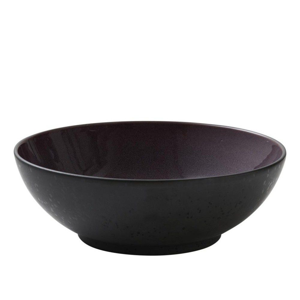 Černá kameninová salátová mísa s vnitřní glazurou ve fialové barvě Bitz Mensa, průměr 30 cm - Bonami.cz