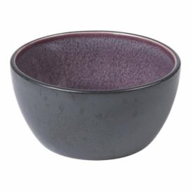 Černá kameninová miska s vnitřní glazurou ve fialové barvě Bitz Mensa, průměr 10 cm