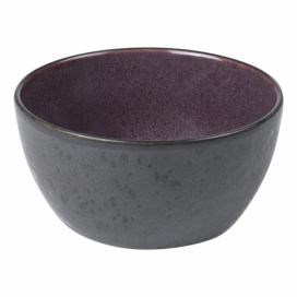 Černá kameninová miska s vnitřní glazurou ve fialové barvě Bitz Mensa, průměr 12 cm
