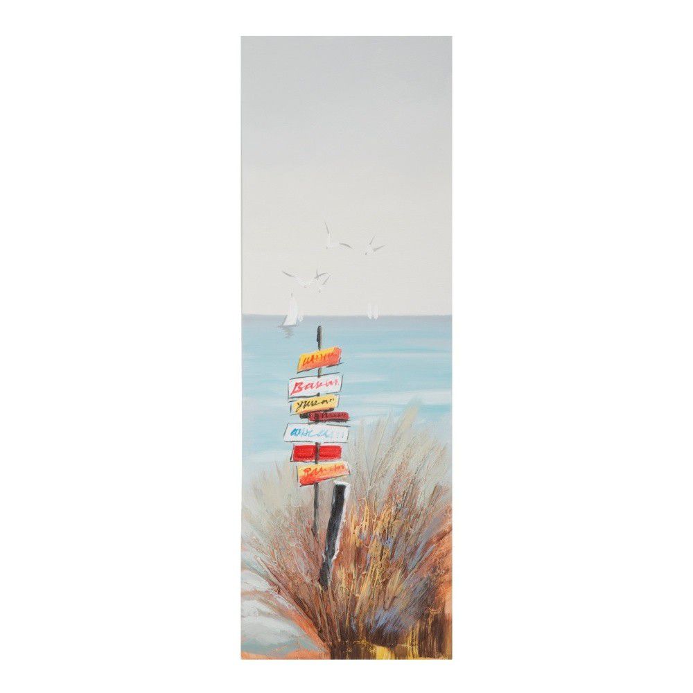 Ručně malovaný obraz v rámu z borovicového dřeva Mauro Ferretti Beach Signpost, 30 x 90 cm - Bonami.cz