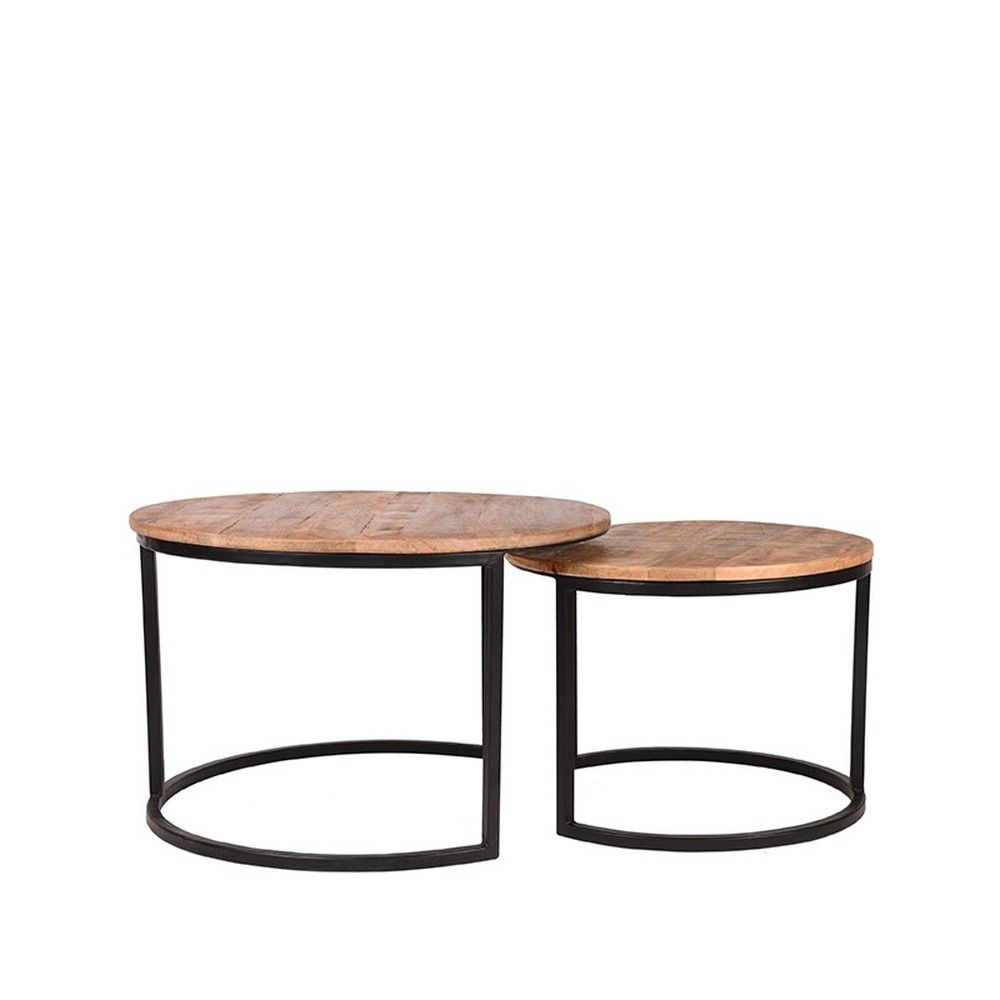 Sada 2 odkládací stolků z mangového dřeva LABEL51 Coffee, ⌀ 50 cm a ⌀ 70 cm - Bonami.cz