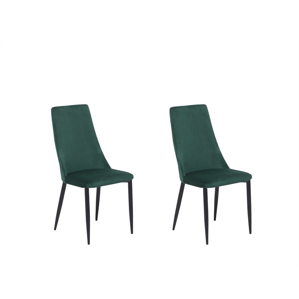 Sada dvou sametových jídelních židlí v zelené barvě CLAYTON - Beliani.cz