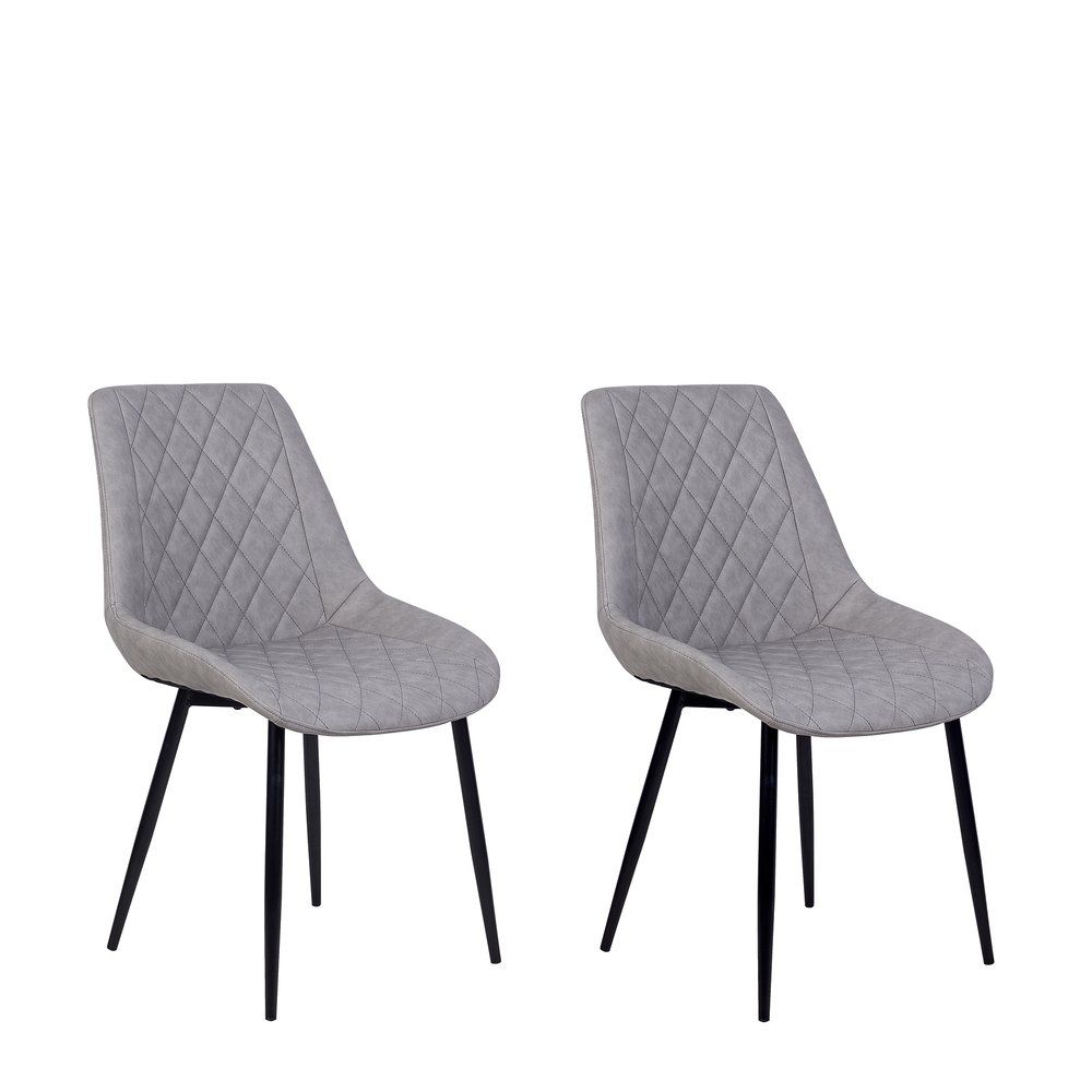 Sada dvou jídelních židlí z umělé kůže v šedé barvě, MARIBEL - Beliani.cz