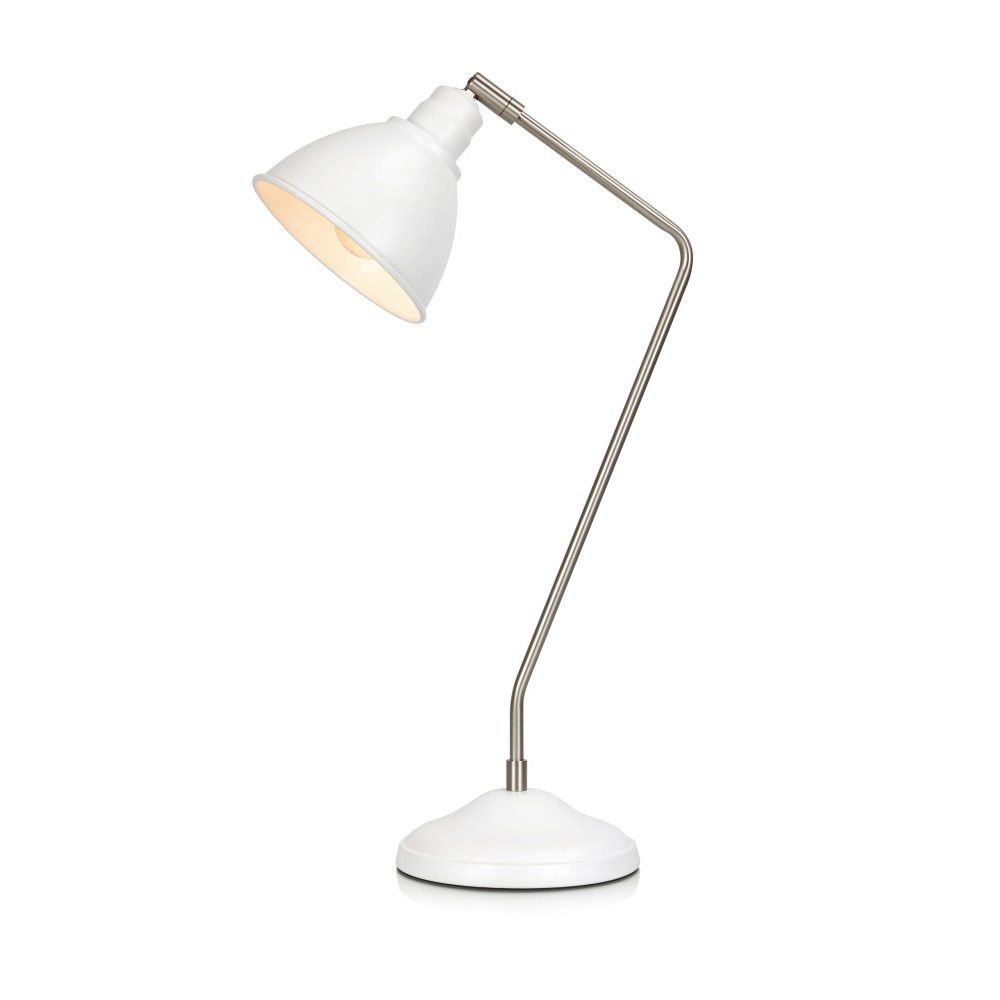Bílá stolní lampa s detaily ve stříbrné barvě Markslöjd Coast - Bonami.cz